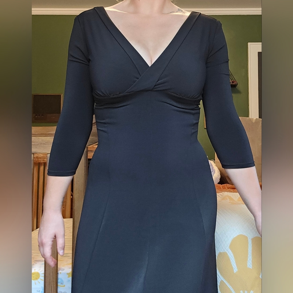 V Neck Fit And Flare Midi Dress